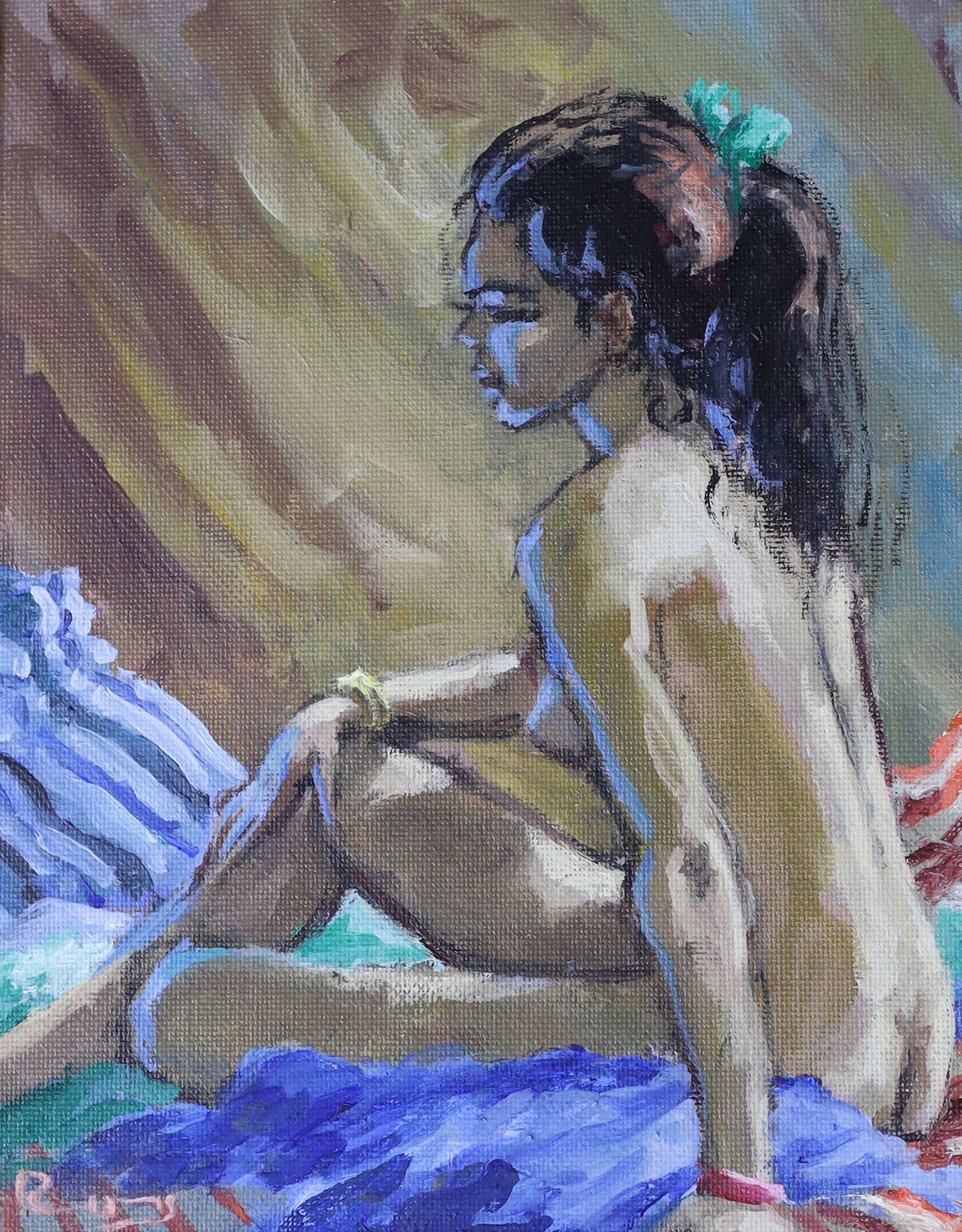 Roy Pettitt (1935-), three oils, Beach scenes and Seated female nude, largest 38 x 49cm, with a watercolour and four sketch books